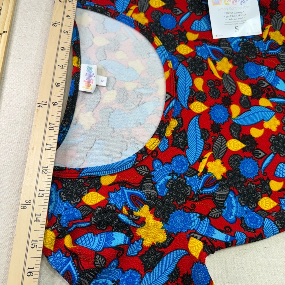 🌵 2/$20 LuLaRoe - Nicole - Blue & Red Patterned Dress - NWT - Size Small - Picture 7 of 12